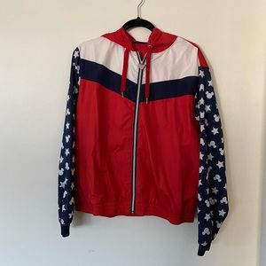 Mickey Mouse Icon Americana Windbreaker Jacket for Women Disney Size Large